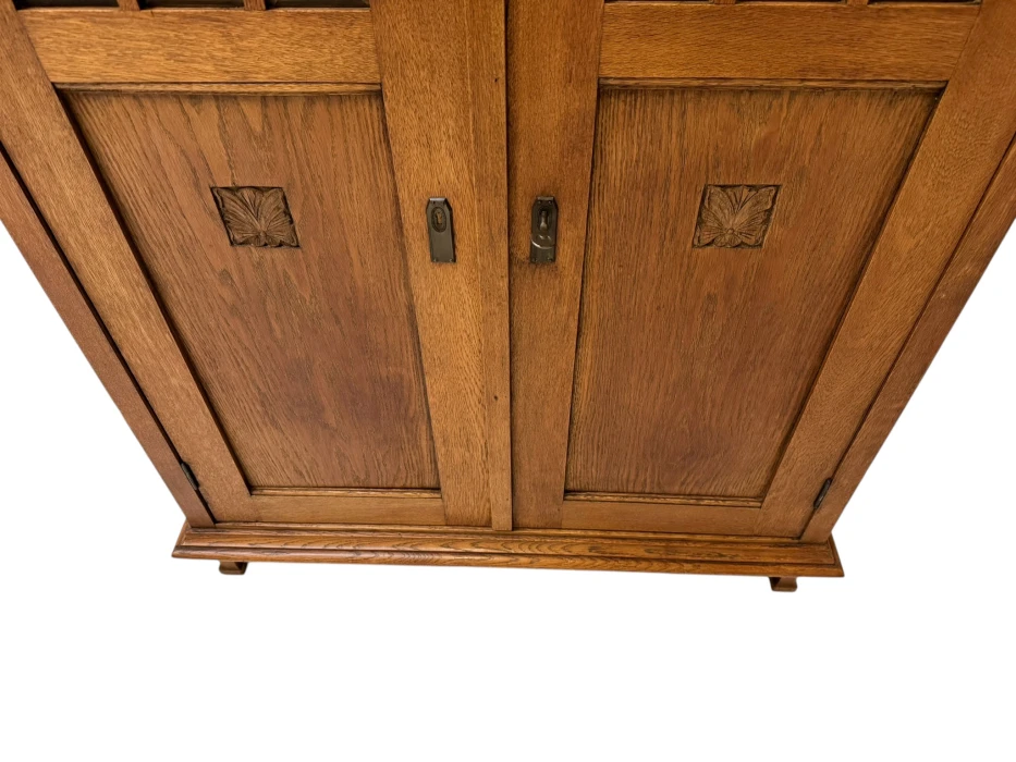 Arts & Crafts Art Nouveau Bookcase with Beveled Glass, 1900s